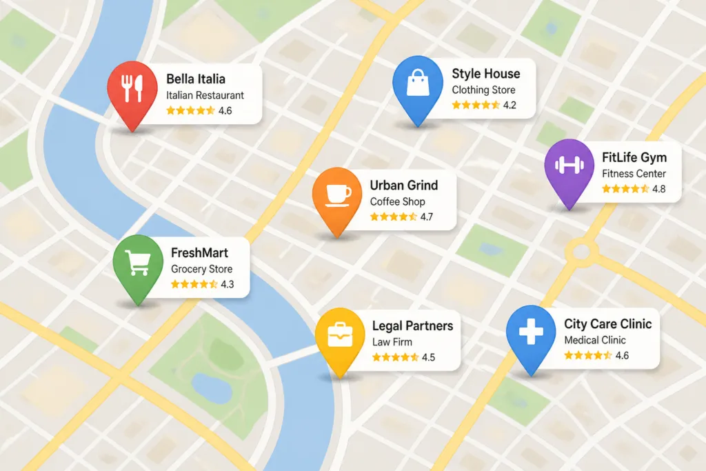 city map pins business