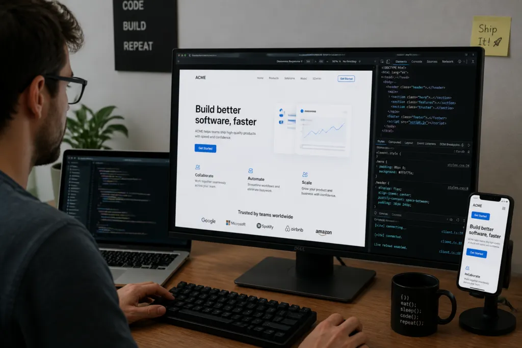 developer testing website update